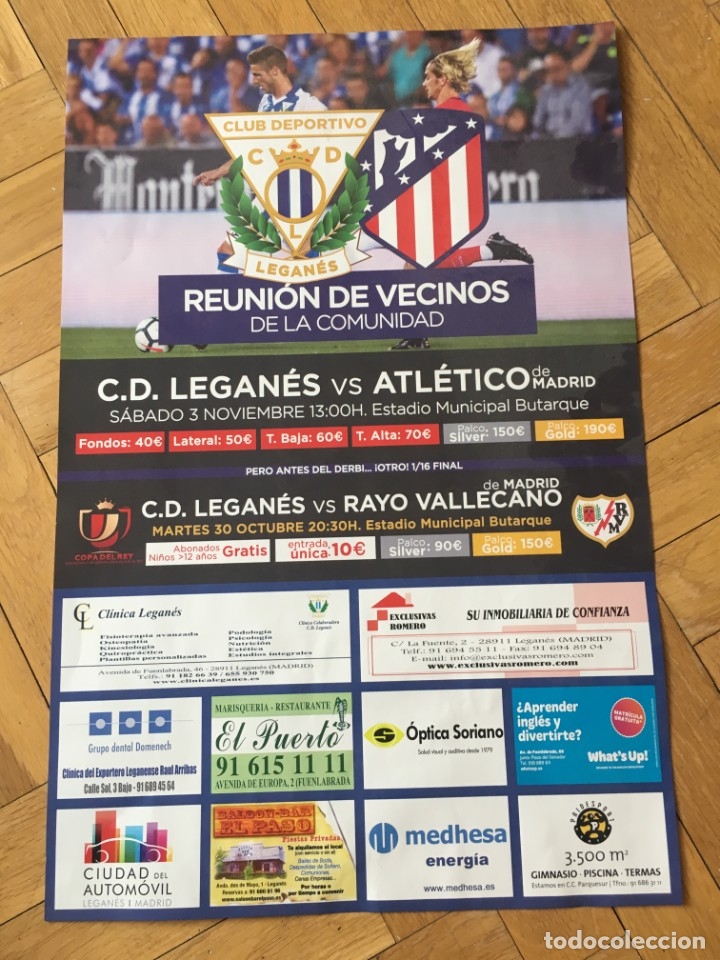 Sammelleidenschaft Sport: CARTEL POSTER OFICIAL FUTBOL LEGANES 1-1 ATLETICO MADRID LIGA COPA RAYO VALLECANO 2018 2019