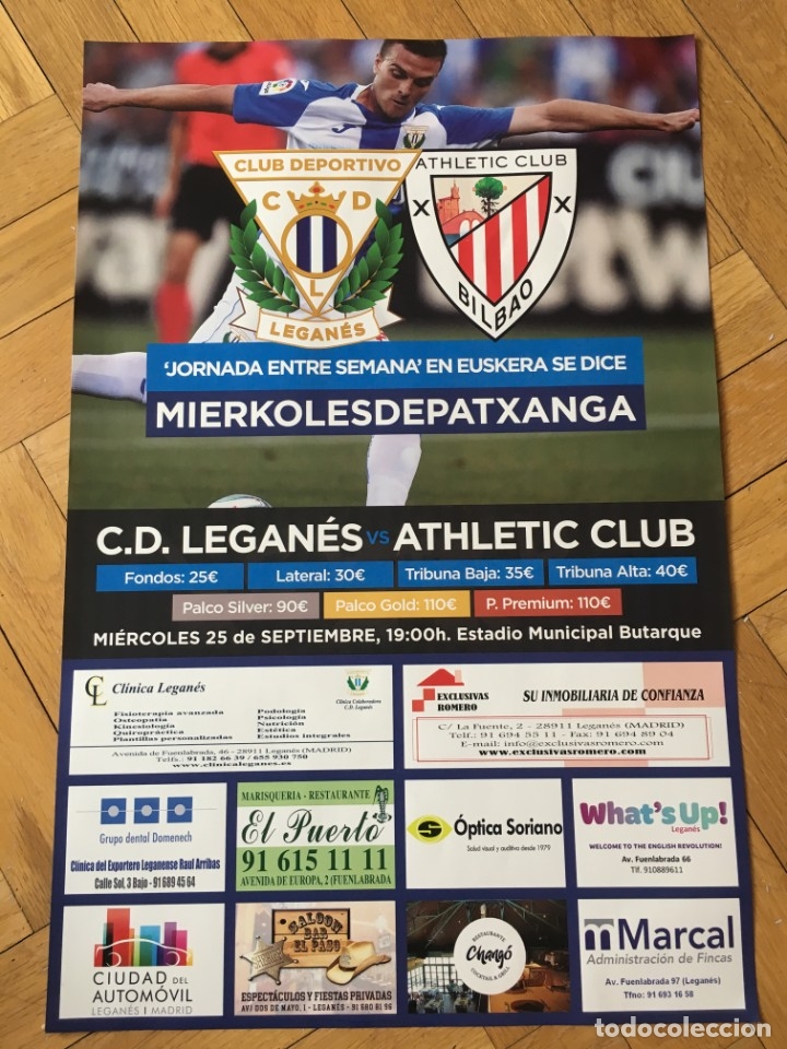 Sammelleidenschaft Sport: CARTEL POSTER OFICIAL FUTBOL LEGANES 1-1 ATHLETIC CLUB BILBAO LIGA TEMPORADA 2019 2020