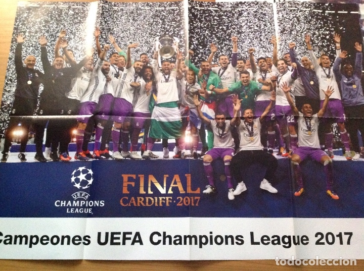 Collezionismo sportivo: P&oacute;ster real Madrid. Campe&oacute;n Europa 2017. Champios. F&uacute;tbol. Acm