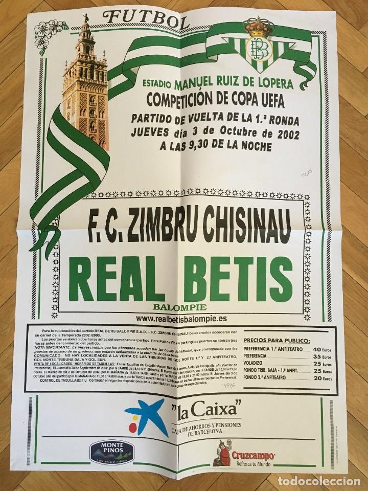 Collezionismo sportivo: CARTEL POSTER OFICIAL REAL BETIS SEVILLA ZIMBRU CHISINAU COPA UEFA 2002 2003
