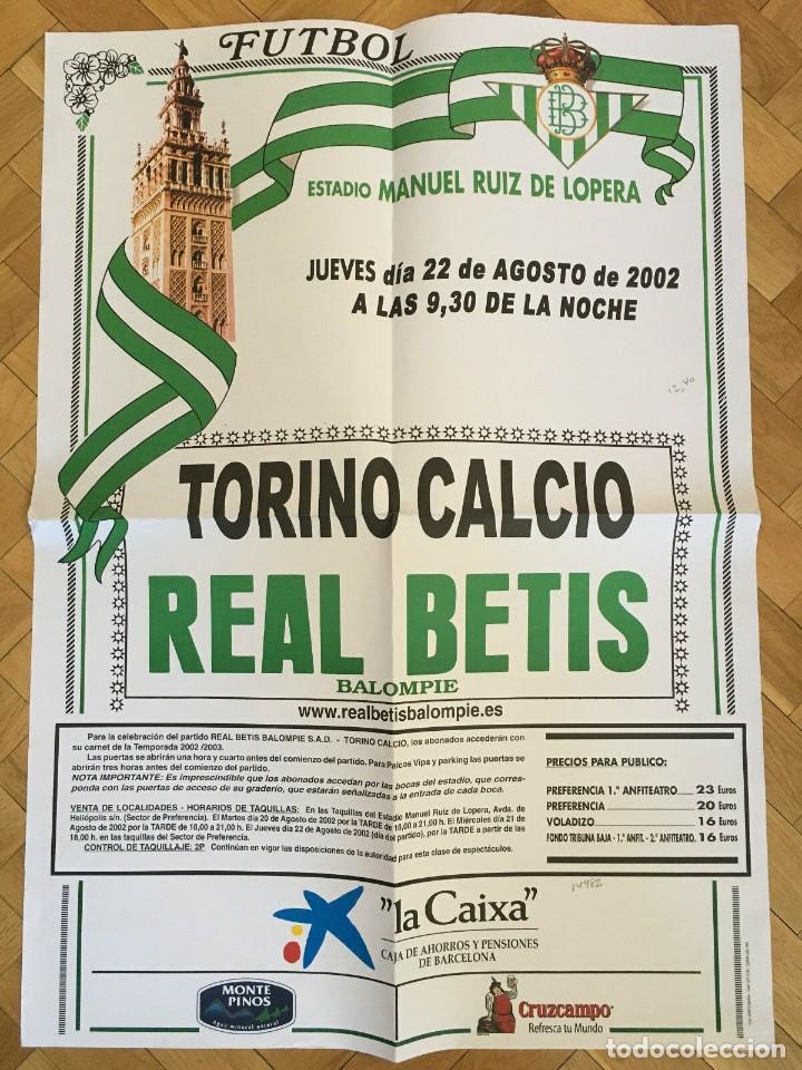 Collezionismo sportivo: CARTEL POSTER OFFICIAL REAL BETIS SEVILLA TORINO CALCIO AMISTOSO 2002