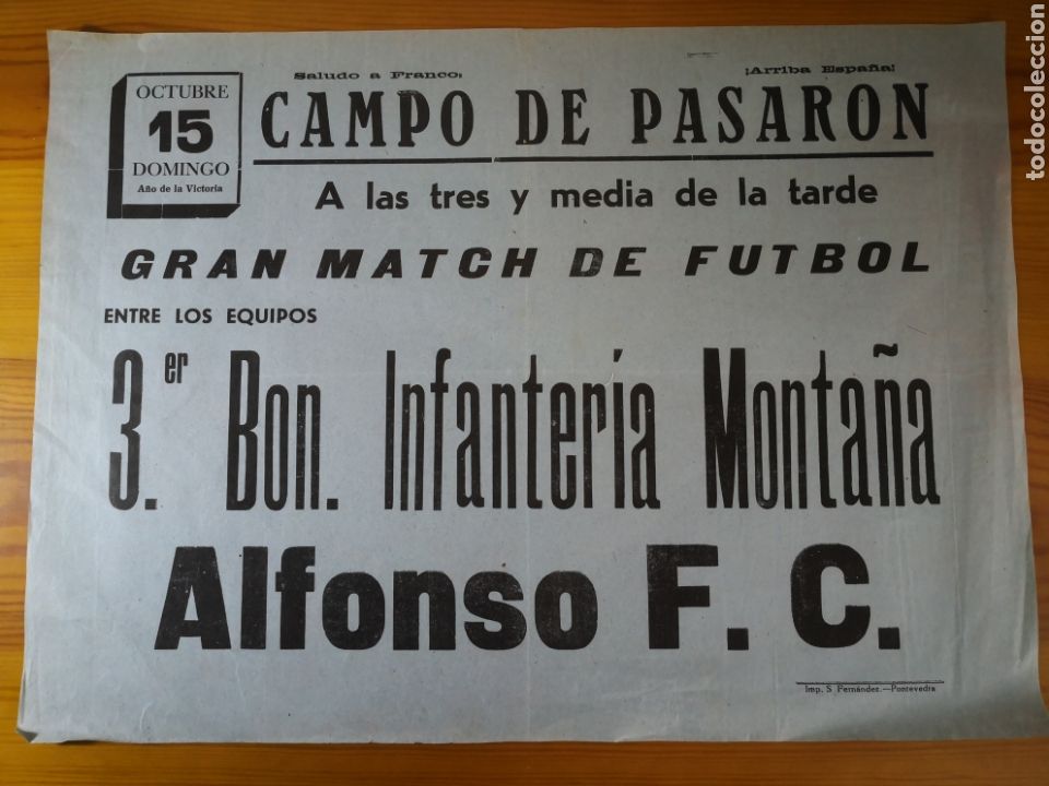 Collectionnisme sportif: Cartel F&uacute;tbol A&ntilde;os 30 Campo de Pasar&oacute;n