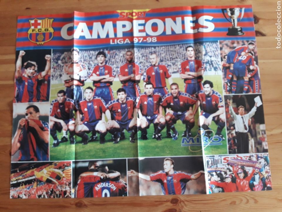Coleccionismo deportivo: Poster bar&ccedil;a Futbol Club Barcelona campeones liga 97 98