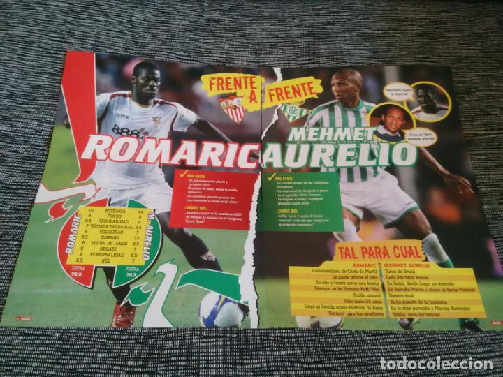 Collectionnisme sportif: ROMARIC SEVILLA VS MEHMET AURELIO BETIS - DOBLE P&Oacute;STER Y DATOS REVISTA JUG&Oacute;N LIGA F&Uacute;TBOL