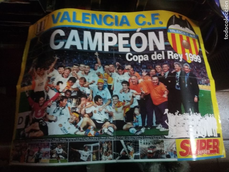 Collectionnisme sportif: VALENCIA CF CAMPEON COPA DEL REY 1999. SUPER DEPORTE. 48X67 CM.