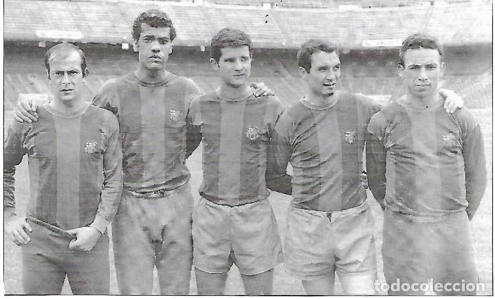Collectionnisme sportif: BAR&Ccedil;A: Recorte de una delantera de 1967: PEREDA, MENDON&Ccedil;A, VIDAL, FUST&Eacute; y RIF&Eacute;