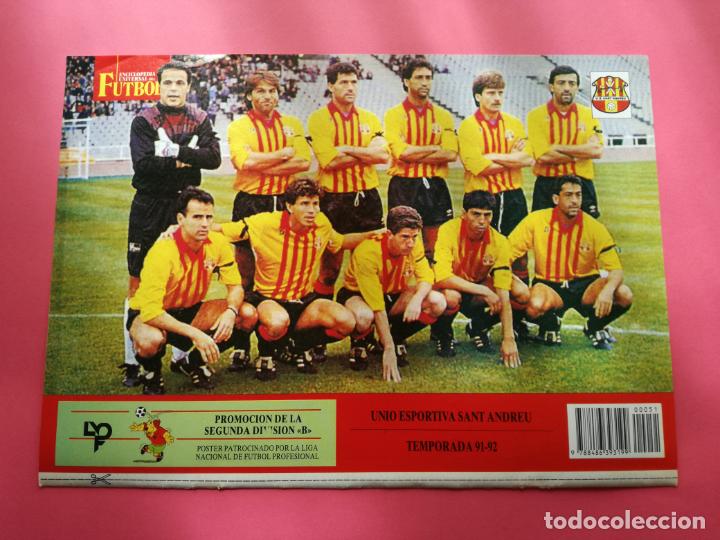 Sammelleidenschaft Sport: MINI POSTER UNIO ESPORTIVA SANT ANDREU 91/92 ALINEACION LIGA TEMPORADA 1991/1992 LAMINA