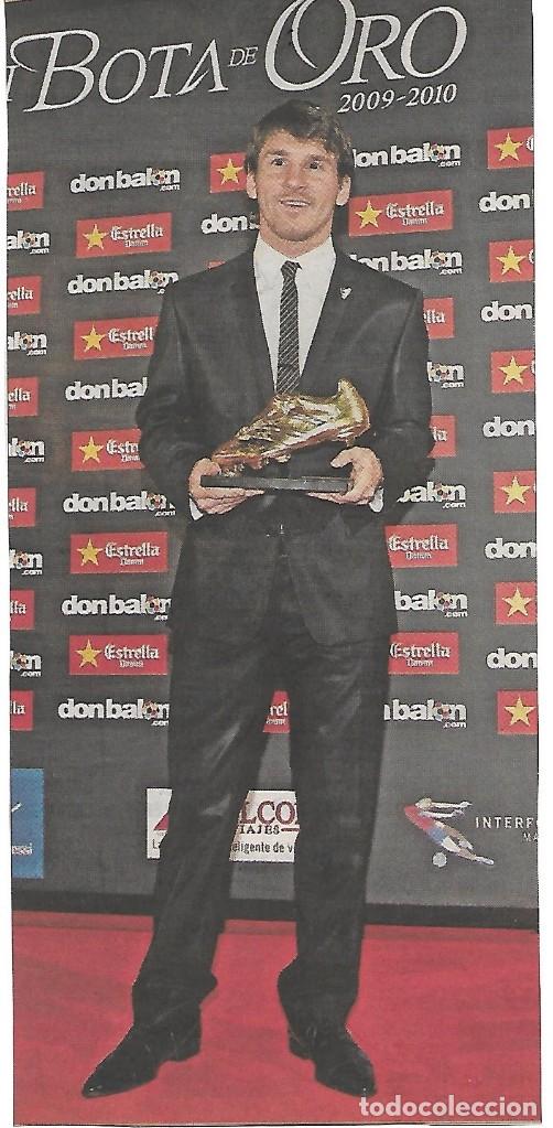 Collectionnisme sportif: BAR&Ccedil;A: Recorte de Lionel MESSI con la Bota de Oro. 2010