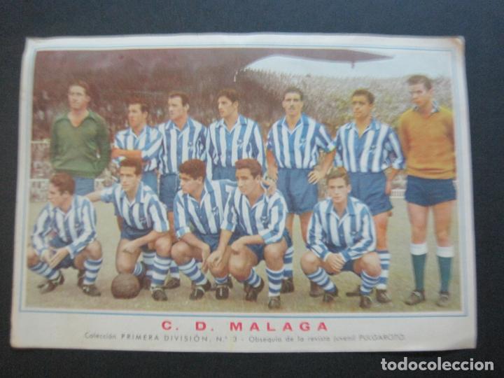 Sammelleidenschaft Sport: C.D. MALAGA-PRIMERA DIVISION-FUTBOL-CARTELITO PUBLICIDAD PULGARCITO-VER FOTOS-(V-20.640)