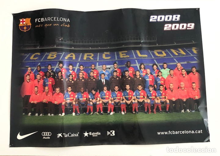 Coleccionismo deportivo: Poster Plantilla FC Barcelona 2008-2009 Sextete Bar&ccedil;a