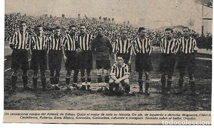 Coleccionismo deportivo: ATHLETIC DE BILBAO: Recorte de un gran equipo de los a&ntilde;os 30
