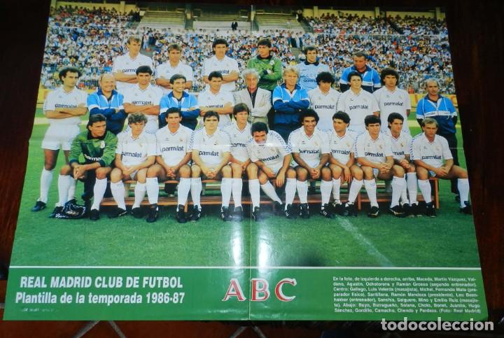 Collectionnisme sportif: CARTEL POSTER ABC PLANTILLA REAL MADRID TEMPORADA 1986 1987, MIDE 54 X 41 CMS.