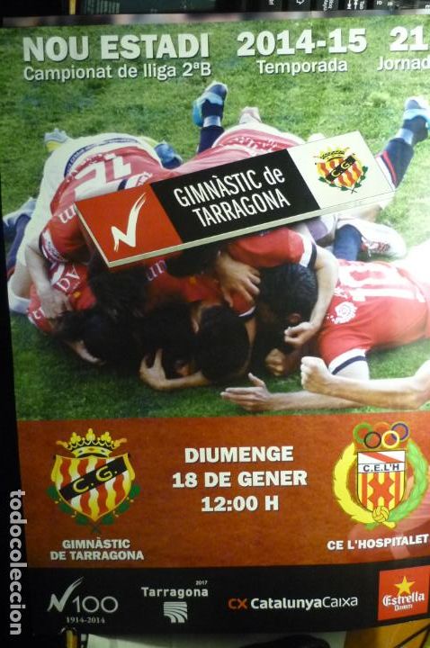 Collectionnisme sportif: cartel futbol 2&ordm; b- nastic tarragona- hospitalet ce