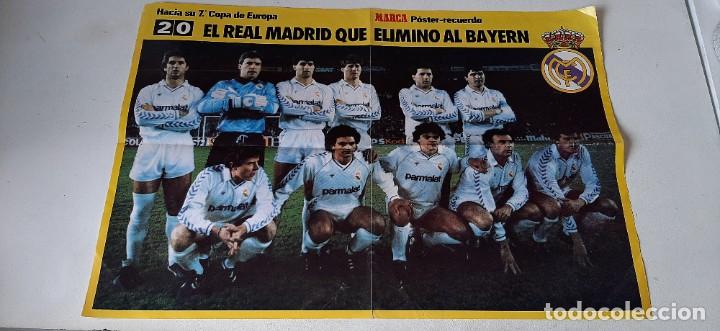 Collectionnisme sportif: ANTIGUO POSTER DEL REAL MADRID - HACIA SU 7&ordm; COPA DE EUROPA - REAL MADRID 2 BAYERN 0 A&Ntilde;O 1987 88