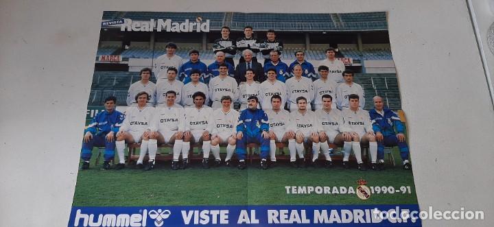 Collectionnisme sportif: ANTIGUO POSTER DEL REAL MADRID TEMPORADA 1990 - 91 HUMMEL VISTE AL REAL MADRID REVISTA REAL MADRID