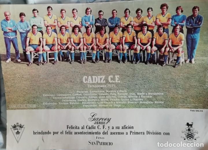 Collectionnisme sportif: Poster cadiz c. f. Ascenso 76-77 38x28 cm