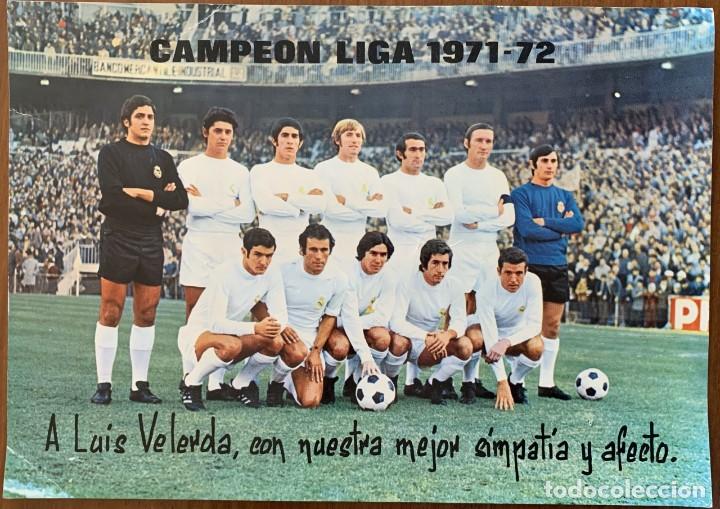 Collectionnisme sportif: POSTER - CARTEL DE F&Uacute;TBOL - REAL MADRID - CAMPE&Oacute;N LIGA 1971 - 1972 - DEDICADO AL MASAJISTA