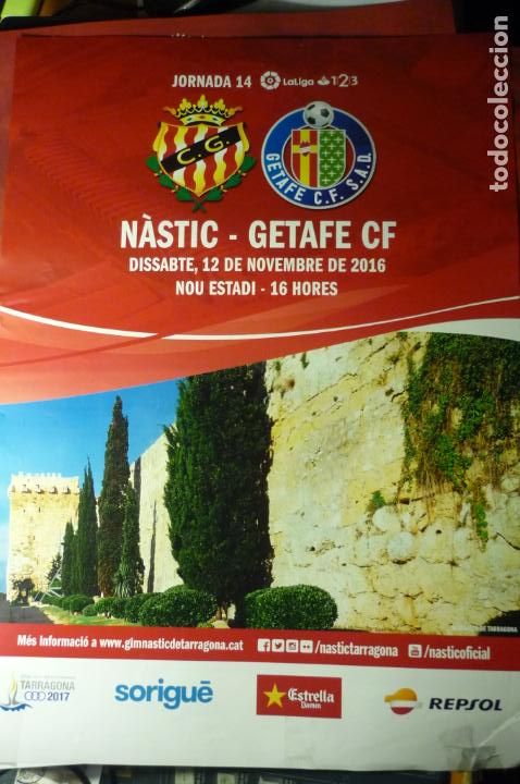 Collectionnisme sportif: cartel partido futbol nastic tarragona-getafe 2016