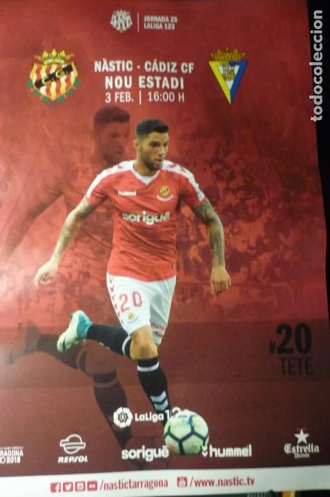 Collectionnisme sportif: cartel partido futbol nastic tarragona cadiz liga 123