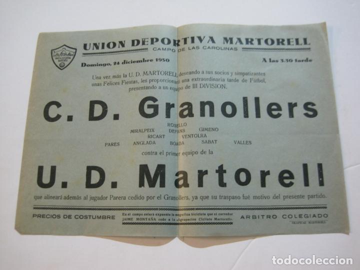 Collectionnisme sportif: UNION DEPORTIVA MARTORELL-C.D. GRANOLLERS VS UD MARTORELL-A&Ntilde;O 1950-VER FOTOS-(V-21.932)