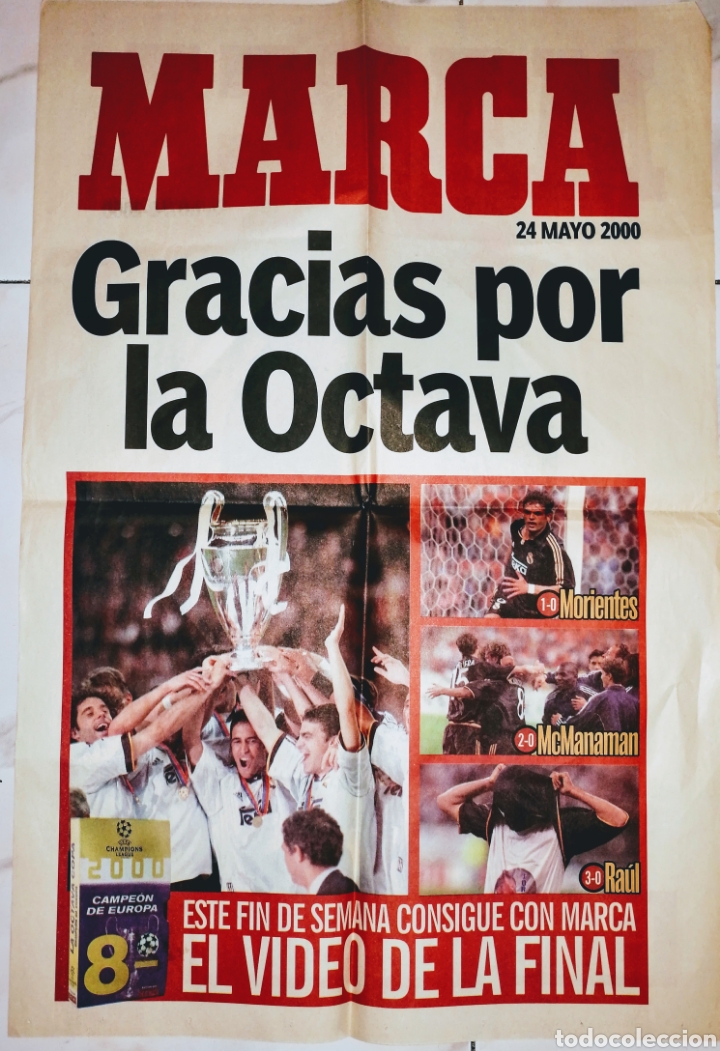 Collectionnisme sportif: CARTEL REALMADRID. EDITADO PORMARCA-2000. -EL REY DE EUROPA, GRACIAS POR LA OCTAVA - ENVIO INCLUIDO.
