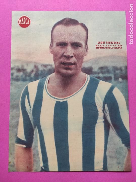 Sammelleidenschaft Sport: LAMINA MARCA - CUQUI BIENZOBAS (RC DEPORTIVO DE LA CORU&Ntilde;A) - POSTER FUTBOL A&Ntilde;OS 40
