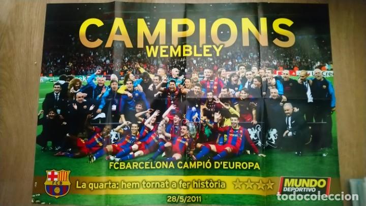 Coleccionismo deportivo: poster bar&ccedil;a wembley 88x61 - Foto 1