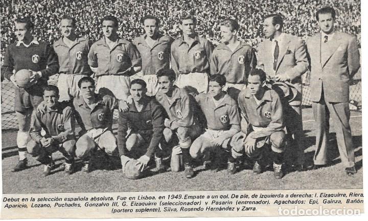 Coleccionismo deportivo: SELECCI&Oacute;N ESPA&Ntilde;OLA DE F&Uacute;TBOL: Recorte de un equipo de 1949