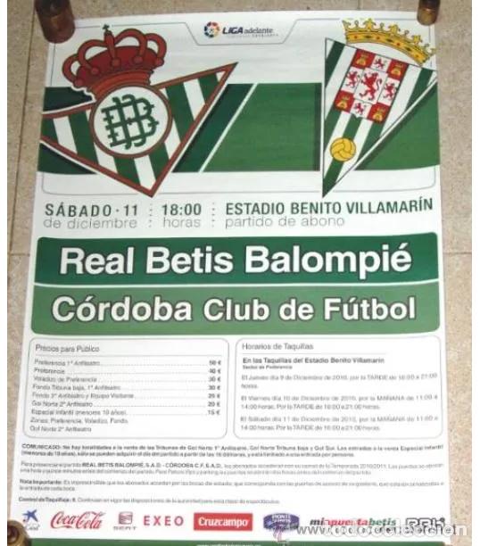 Collectionnisme sportif: REAL BETIS - C&Oacute;RDOBA C.F. CARTEL 68 X 48. LIGA