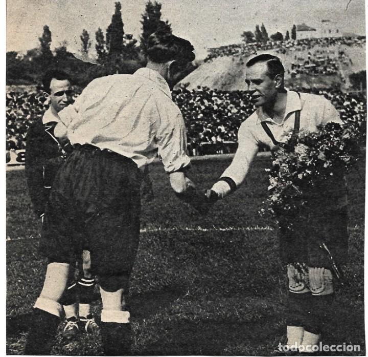 Collectionnisme sportif: Recorte de RICARDO ZAMORA saludando al capit&aacute;n ingl&eacute;s