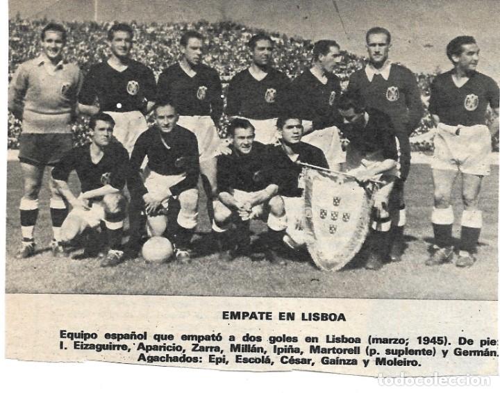 Collectionnisme sportif: SELECCI&Oacute;N ESPA&Ntilde;OLA DE F&Uacute;TBOL: Recorte de un equipo de 1945. Portugal 2-Espa&ntilde;a 2