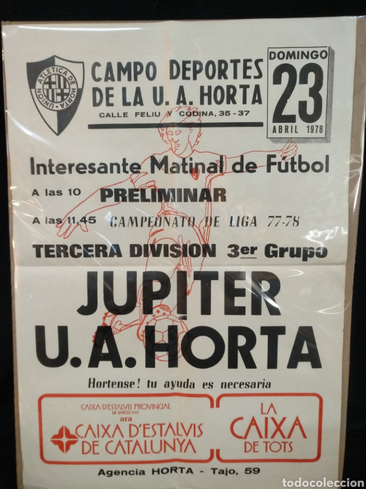 Collezionismo sportivo: Cartel Futbol, campeonato de liga 77-78, J&uacute;piter U.A.Horta, 3a divisi&oacute;n