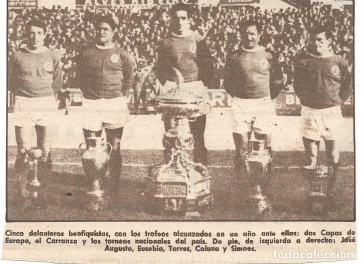 Sammelleidenschaft Sport: BENFICA: Recorte de la delantera JOS&Eacute; AUGUSTO, EUSEBIO,TORRES, COLUNA y SIMOES