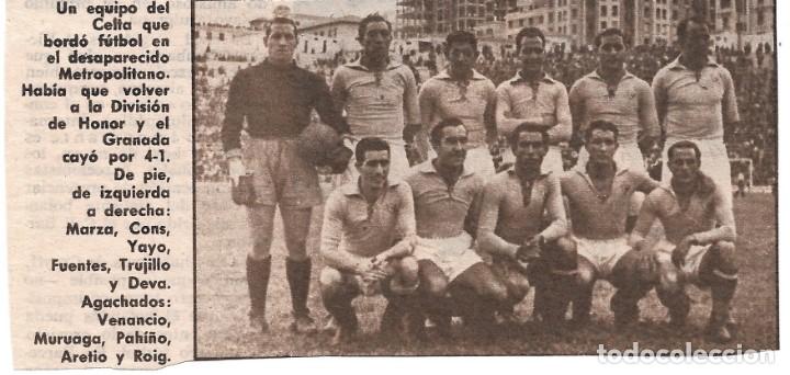 Coleccionismo deportivo: RCD.CELTA DE VIGO: Recorte del equipo que ascendi&oacute; a Primera en la promoci&oacute;n de 1945