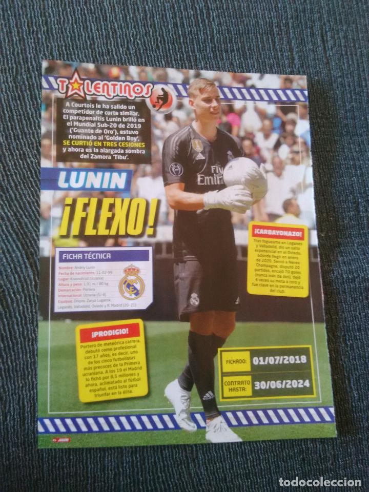 Sammelleidenschaft Sport: LUNIN REAL MADRID TALENTINOS TIPO P&Oacute;STER 1 P&Aacute;G REVISTA JUG&Oacute;N CON DATOS LIGA 20-21 + DE JONG SEVILLA