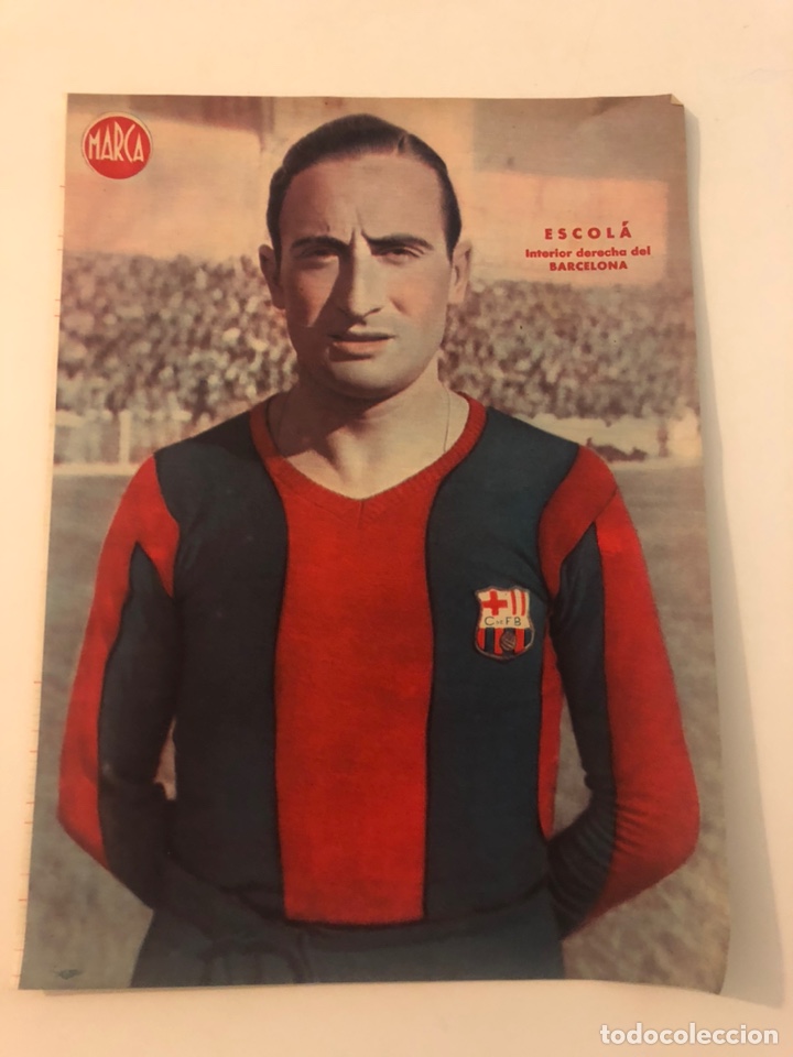 Collectionnisme sportif: Lamina Poster Marca Escol&agrave; jugador FC Barcelona a&ntilde;os 40