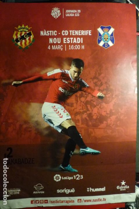 Coleccionismo deportivo: poster partido nastic tarragona-tenerife liga 123