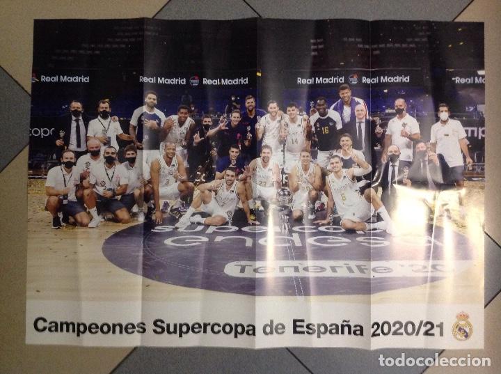 Coleccionismo deportivo: P&oacute;ster supercampeones baloncesto. Real Madrid. 2020-21. Acm