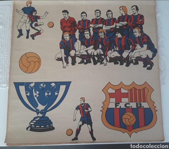 Coleccionismo deportivo: Antiguo Poster Bar&ccedil;a tela/papel 1974.53x53cm