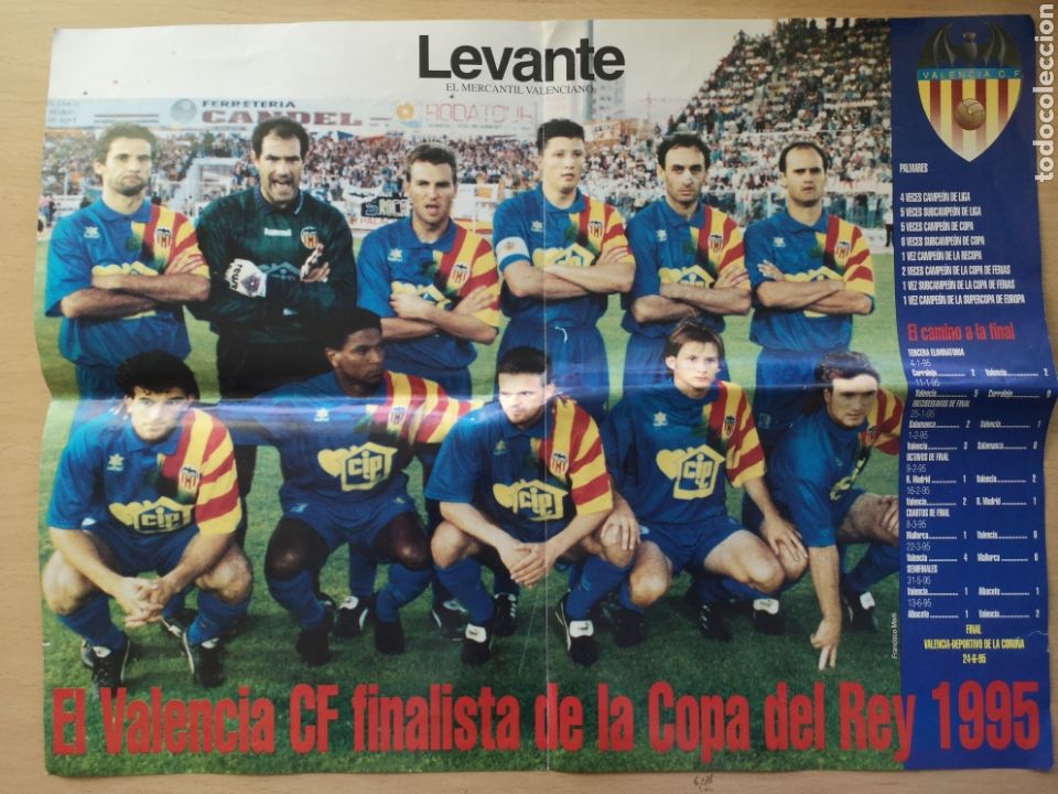 Collectionnisme sportif: POSTER DEL PERIODICO LEVANTE. VALENCIA CF FINALISTA DE LA COPA DEL REY 1995