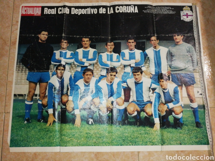 Collezionismo sportivo: (1969),REAL CLUB DEPORTIVO DE LA CORU&Ntilde;A, POSTER GRAN TAMA&Ntilde;O, 53 X66 CM, AL DORSO LA HISTORIA.
