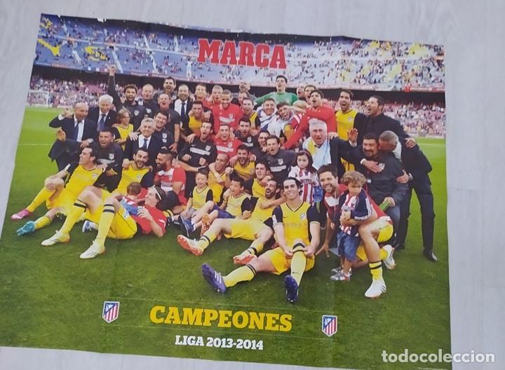 Coleccionismo deportivo: P&oacute;ster Atletico de Madrid campe&oacute;n de liga 2013 2014 medidas 60 x 76 nuevo, Foto por ambas caras