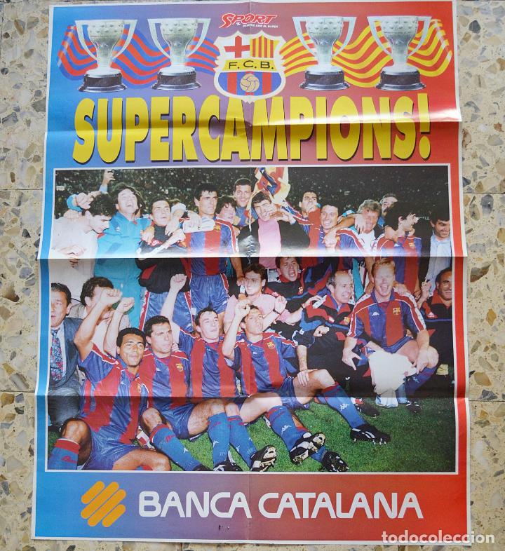 Coleccionismo deportivo: ANTIGUO P&Oacute;STER - BARCELONA DREAM TEAM - SUPERCAMPIONS BAR&Ccedil;A - 4 LIGAS A&Ntilde;OS 90 - SPORT BANCA CATALANA