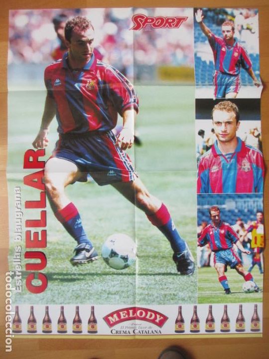 Coleccionismo deportivo: CARTEL FUTBOL ESTRELLAS BLAUGRANA BAR&Ccedil;A CUELLAR SPORT PUBLICIDAD MELODY
