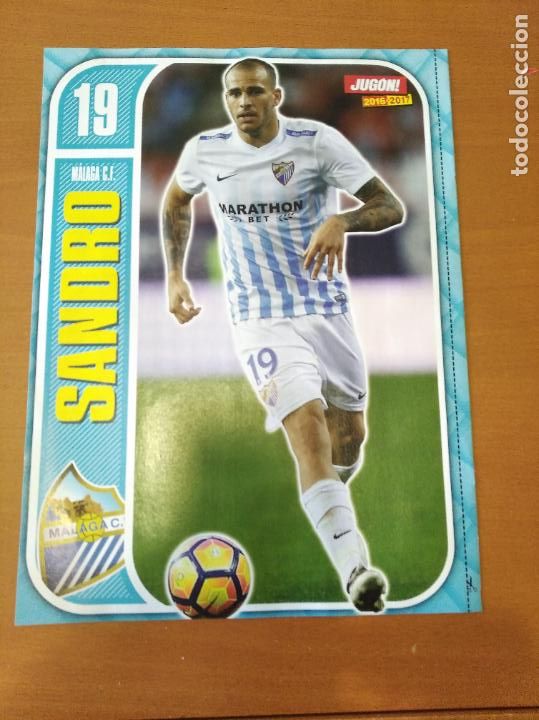 Sports collectibles: Poster Doble Sandro - Malaga y Duje Cop - Sporting Gijon - Goly promo