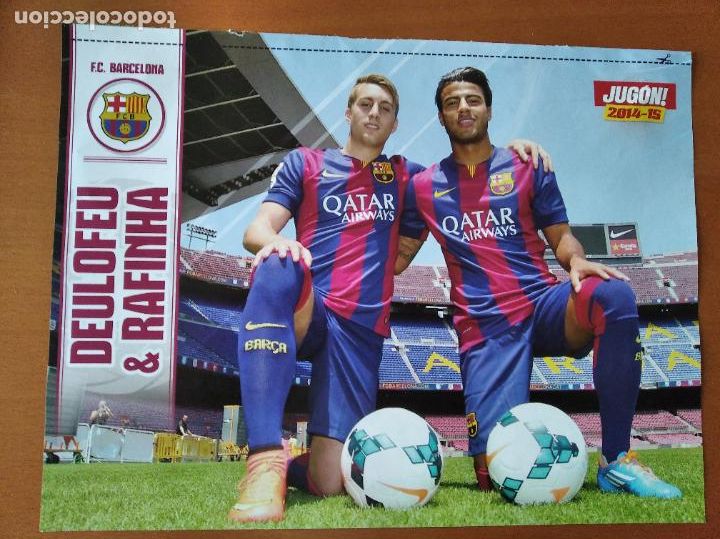 Coleccionismo deportivo: Poster Doble Deulofeu y Rafinha - Barcelona y Larrivey - Celta Vigo - goly