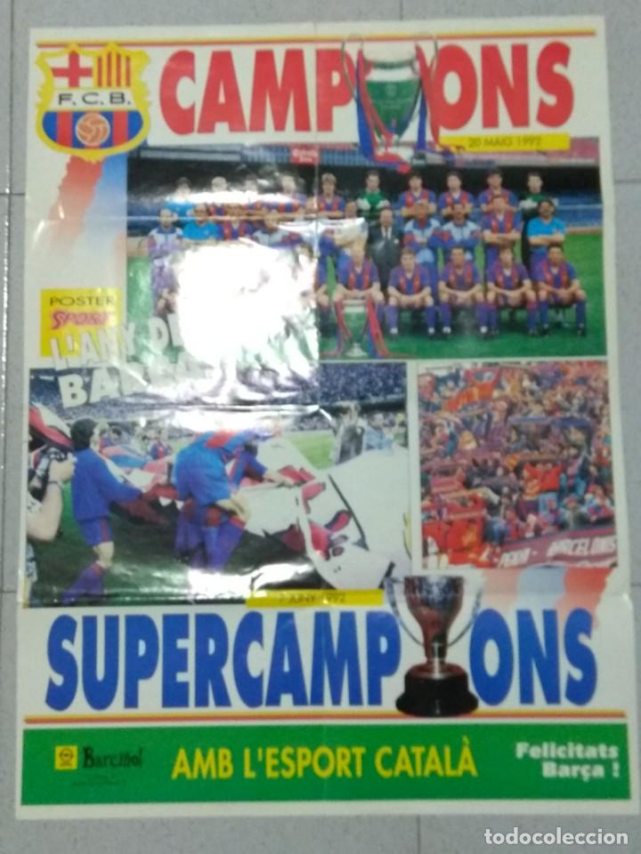 Coleccionismo deportivo: POSTER F.C.BARCELONA. CAMPIONS 20/05/1992