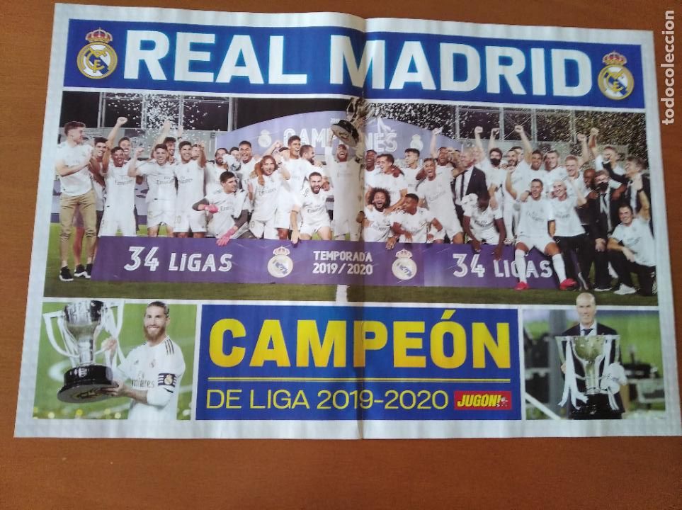 Sammelleidenschaft Sport: Poster Grande Doble Real Madrid Campeon Liga 2019-20 y Cazorla - Villarreal - goly