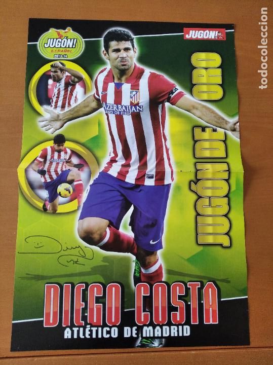 Coleccionismo deportivo: Poster Grande Doble Diego Costa - Atletico Madrid y Espa&ntilde;a 2014 - goly