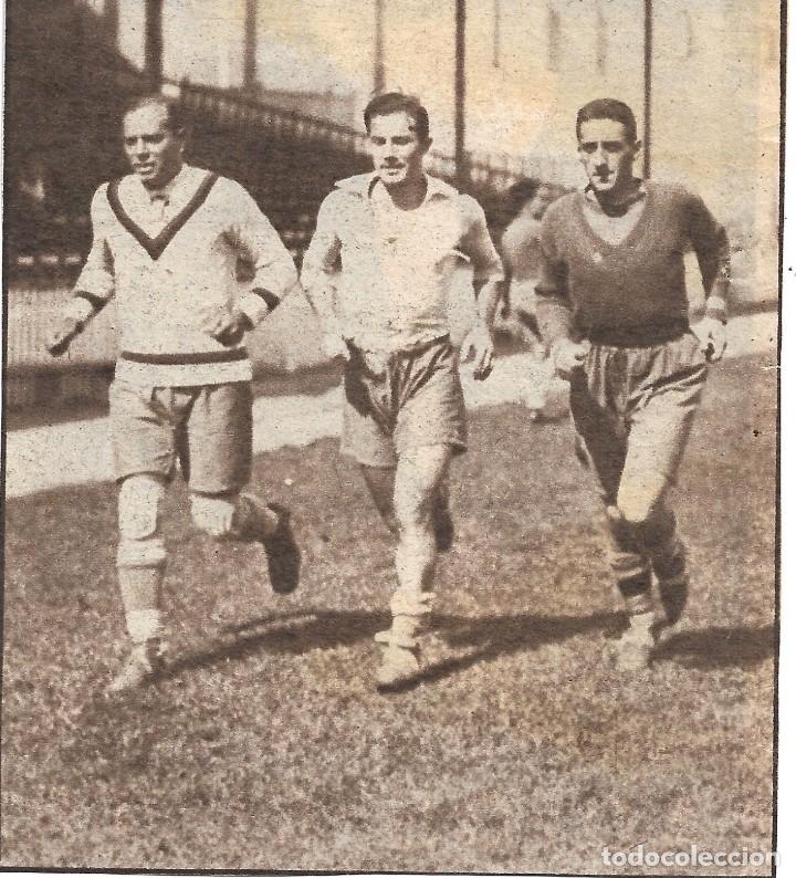 Coleccionismo deportivo: REAL MADRID: Recorte de ZAMORA, QUINCOCES y CIRIACO entrenando.